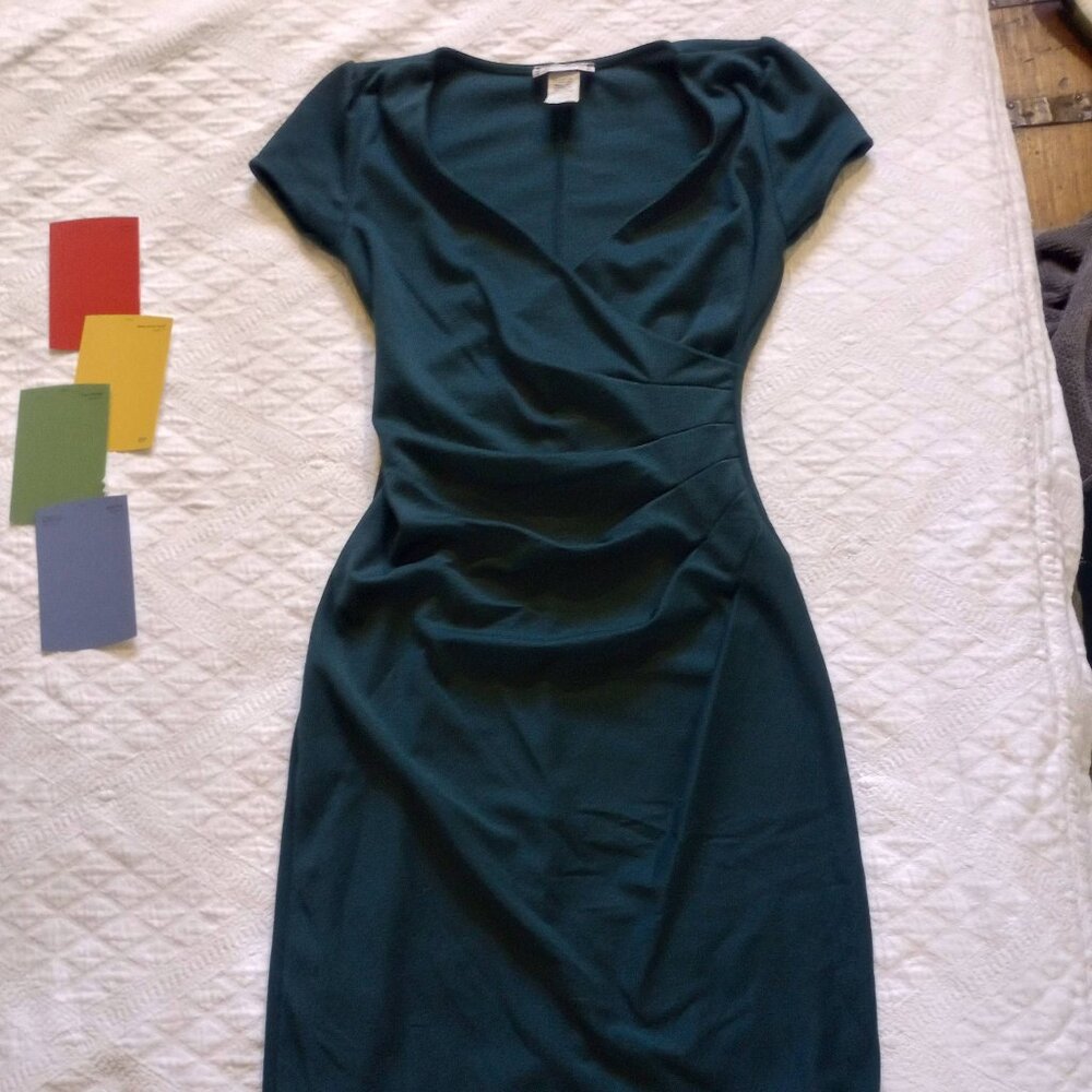Klaxons Ruched Emerald Green Dress, Size S